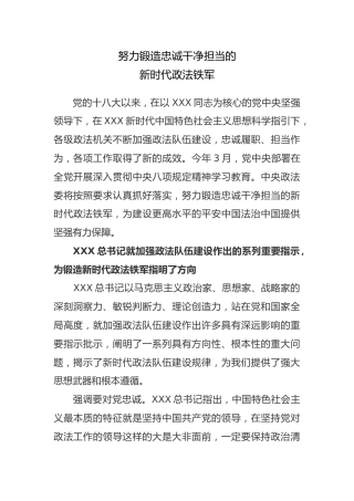 党课ppt+讲稿：努力锻造忠诚干净担当的新时代政法铁军（5300字，36张）
