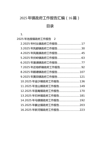 2025年镇政府工作报告汇编（16篇）