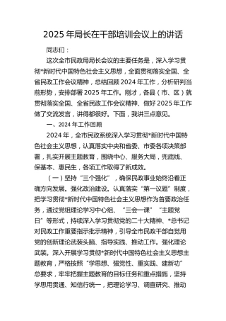 2025年民政系统干部培训会议上的讲话
