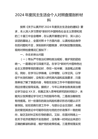 2024年度民主生活会个人对照检查5700字（结合招商工作）