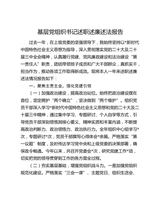 基层党组织书记述职述廉述法报告（通用版）