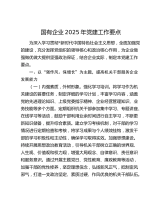 国企公司2025年党建工作要点6000字
