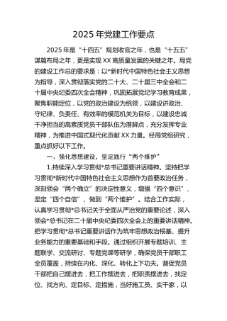 2025年市局党建工作要点3900字