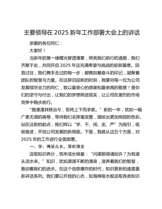 在2025新年工作部署大会上的讲话