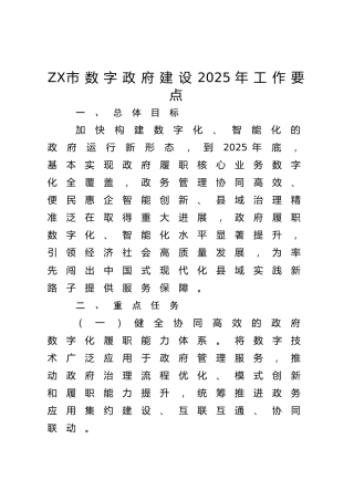 数字政府建设2025年工作要点（计划）