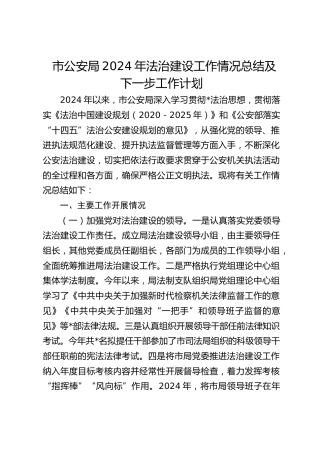 公安局2024年法治建设工作总结1
