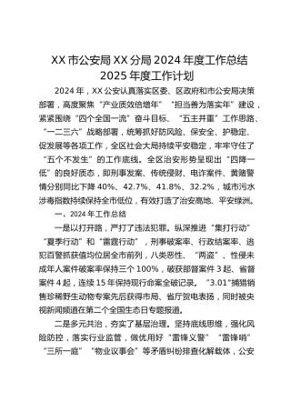 公安局2024年度工作总结2025年度工作计划