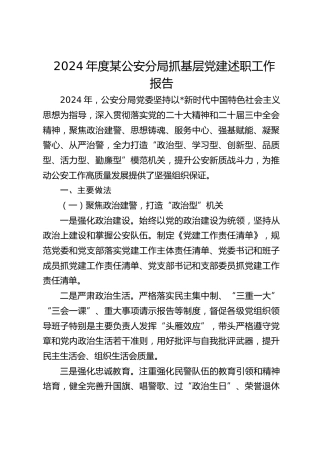 2024年度公安分局抓基层党建述职工作报告