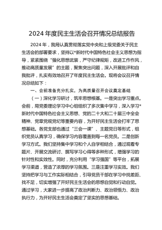 2024年度民主生活会召开情况总结报告2