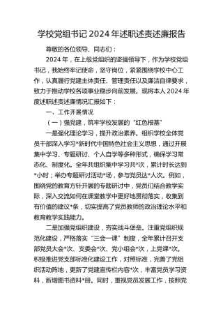 学校党组书记2024年述职述责述廉报告4200字