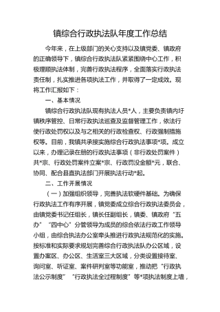 乡镇综合行政执法队年度工作总结