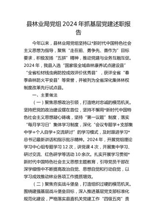 县林业局党组2024年抓党建述职报告1900字