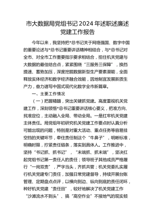 市大数据局书记2024年述职述廉述党建工作报告3800字