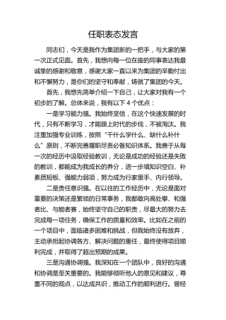 任职表态发言 2