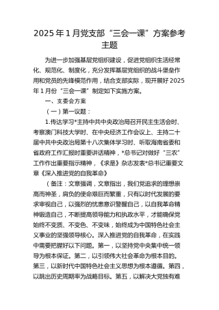 2025年1月“三会一课”方案参考2