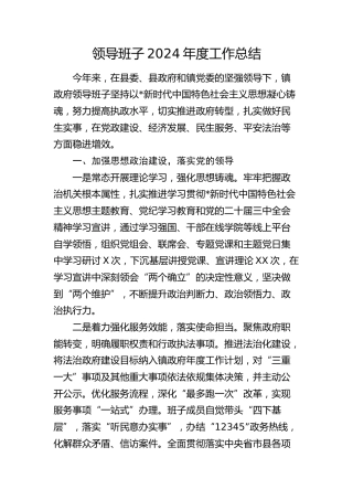 乡镇领导班子2024年度工作总结