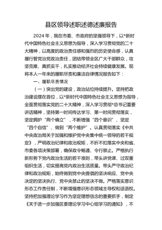 县区领导述职述德述廉报告4600字