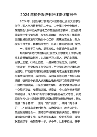 税务系统书记述责述廉报告4000字
