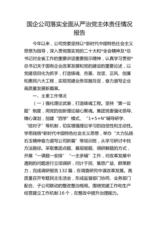 公司落实全面从严治党主体责任情况报告3