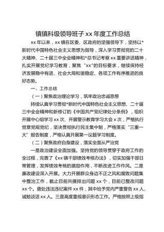 乡镇科级领导班子年度工作总结