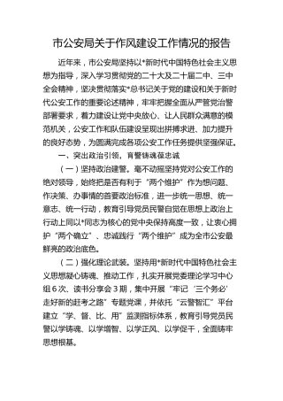市公安局作风建设工作情况总结报告