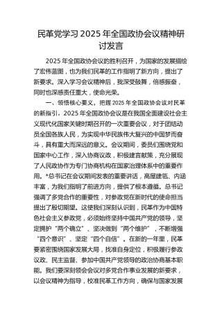 学习2025年全国政协会议精神研讨发言