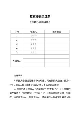 03-2 党支部换届选举选票样式及统计结果