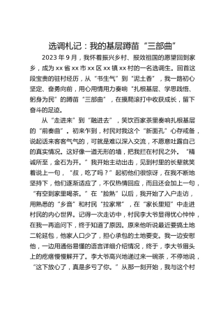 选调札记：我的基层蹲苗“三部曲”