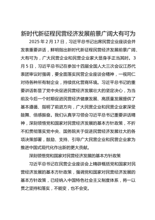 新时代新征程民营经济发展前景广阔大有可为