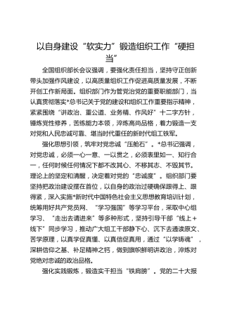 以自身建设“软实力”锻造组织工作“硬担当”