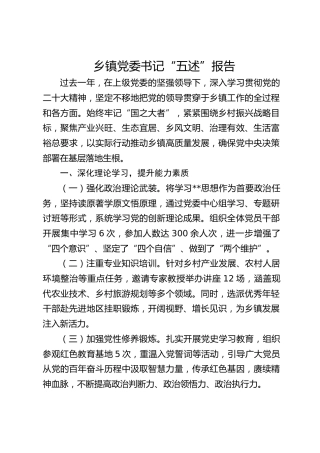 乡镇党委书记“五述”报告