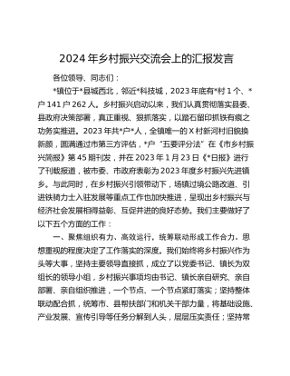 乡村振兴交流会上的汇报发言（乡镇经验）