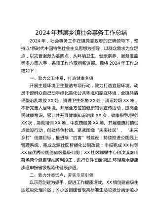 2024年基层乡镇社会事务工作总结