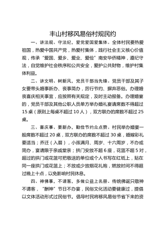 丰山村移风易俗村规民约