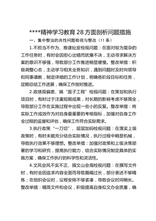 八项规定精神学习教育28方面剖析问题措施