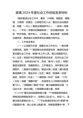 乡镇社会工作经验总结发言
