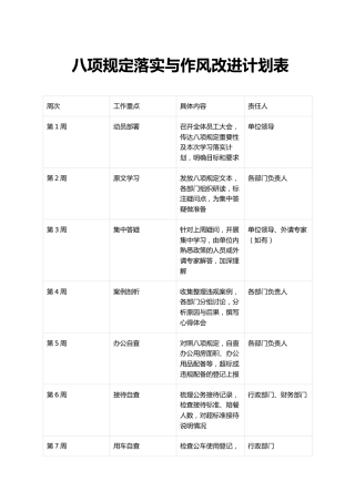 深入贯彻中央八项规定精神学习教育工作计划表4