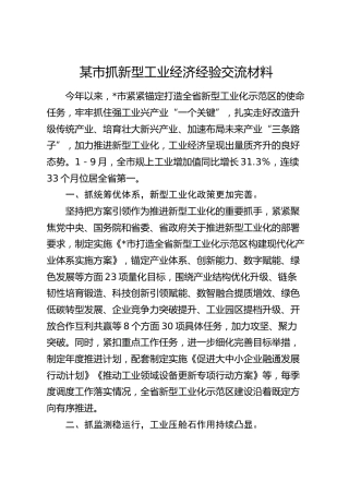 市抓新型工业经济经验交流