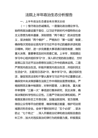 法院上半年政治生态分析报告