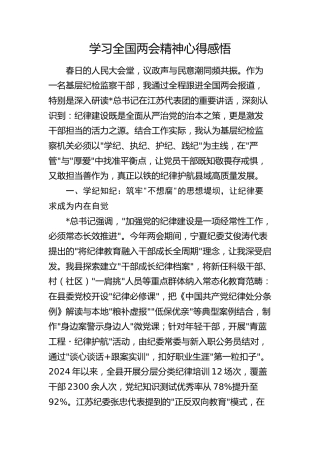 学习全国两会精神心得体会（纪检监察）