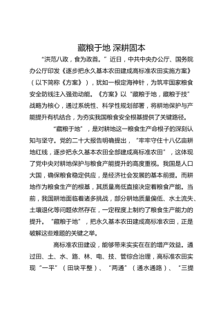 藏粮于地 深耕固本
