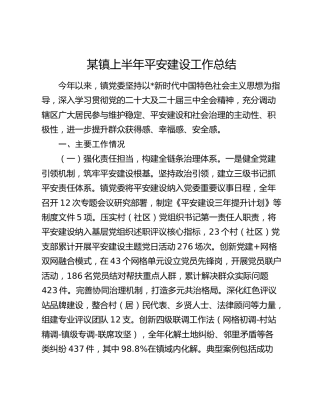 乡镇上半年平安建设工作总结