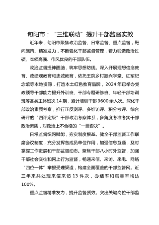 旬阳市：“三维联动”提升干部监督实效