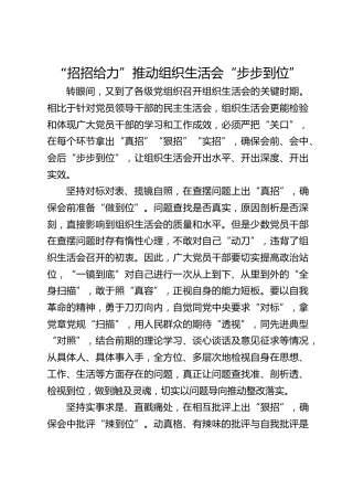 “招招给力”推动组织生活会“步步到位”