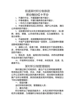某某村村规民约及积分制条约