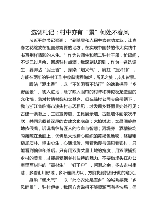 选调札记：村中亦有“景” 何处不春风