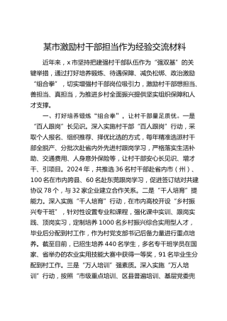 市激励村干部担当作为经验交流