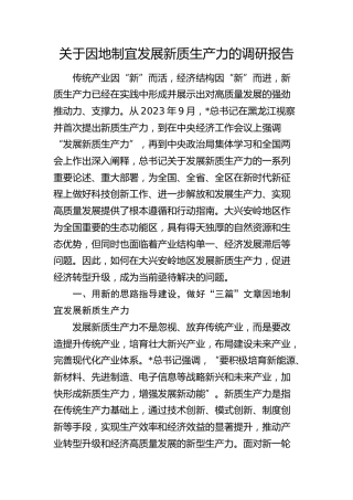 因地制宜发展新质生产力的调研报告