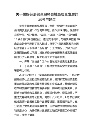 做好经济普查服务县域高质量发展的思考与建议(调研报告参考)