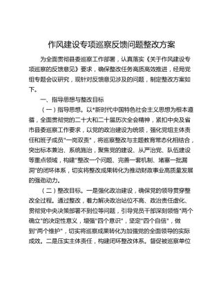 作风建设专项巡察反馈问题整改方案7000字